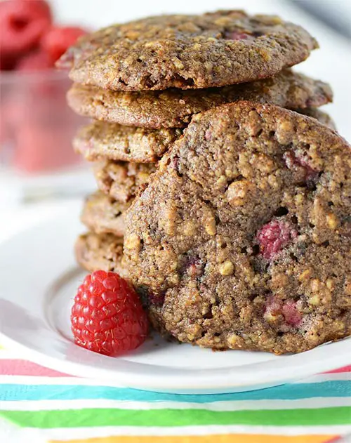 raspberry almond healthy breakfast cookies