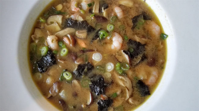 miso shiitake prawn soup