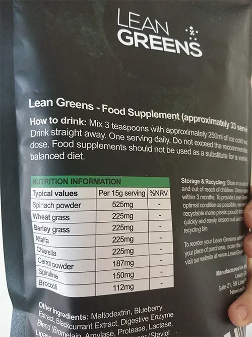 Lean Greens ingredients
