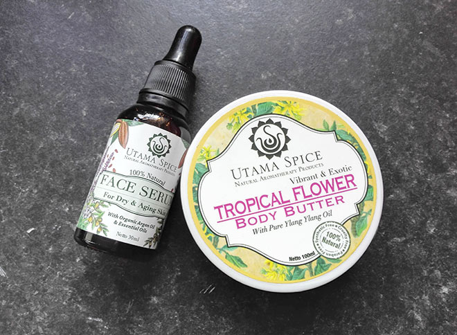 utama spice face serum and body butter