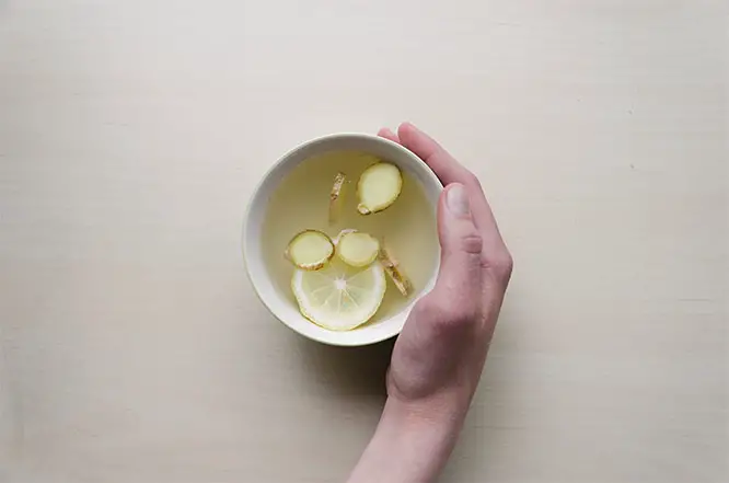 drinking ginger tea