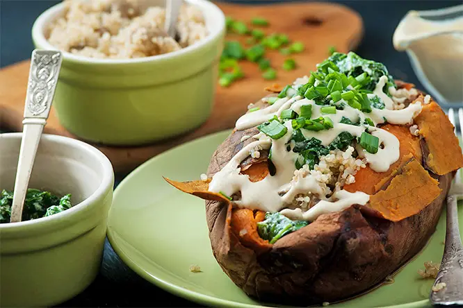 Baked Sweet Potatoes with healthy filling