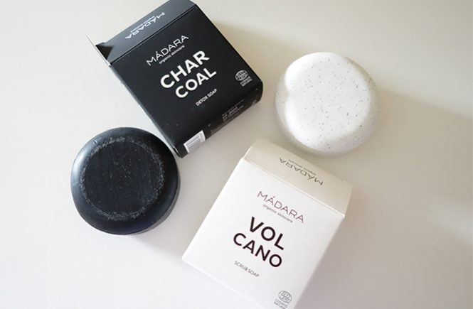Madara natural soap bars: Charcoal Detox Soap and Volcano Scrub Soap