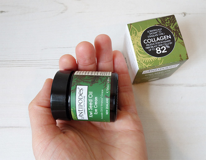 Antipodes eye cream - jar in my hand