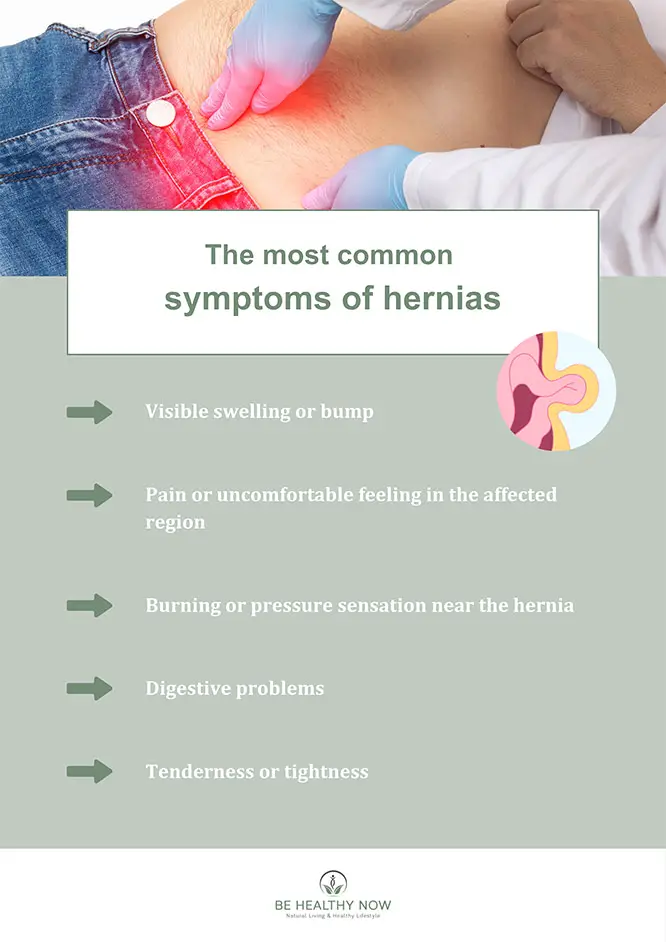 The most common symptoms of hernias