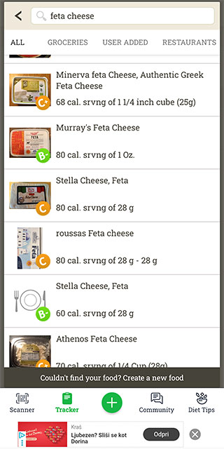 feta cheese brands on fooducate with a score